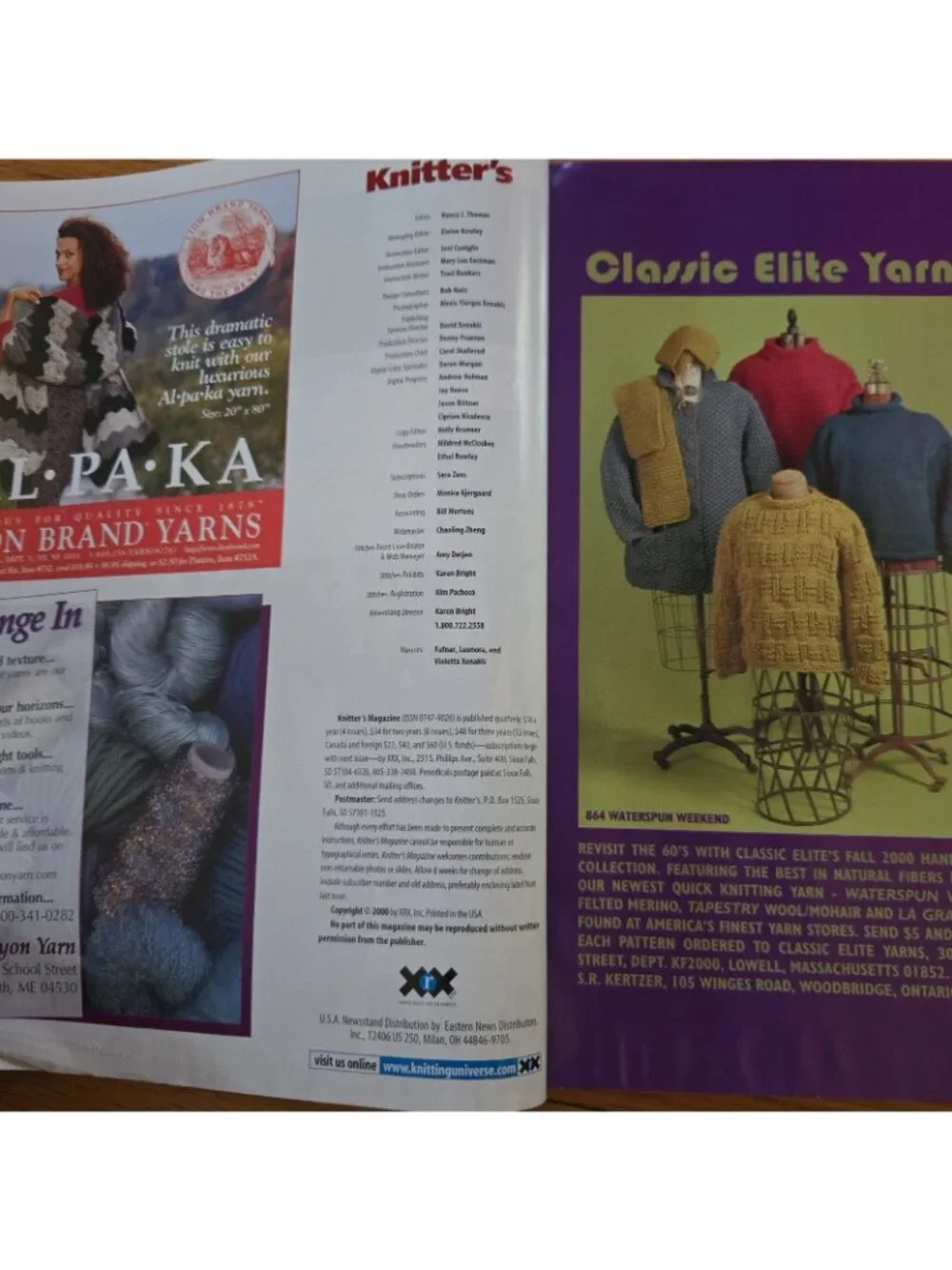 Knitter's Magazine Fall 2000 Number 60 Sweater patterns Adult Surprise Jacket